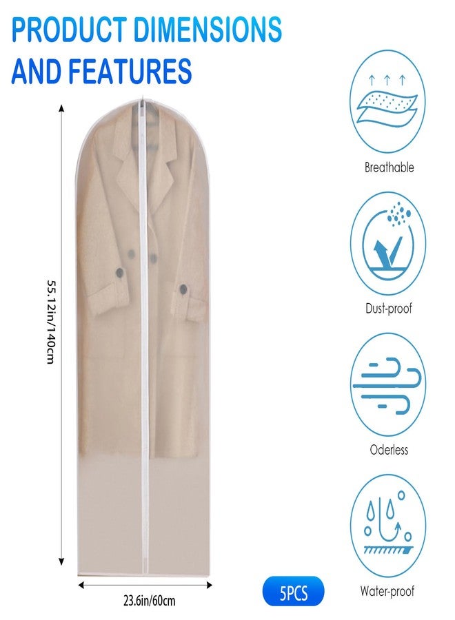 COVRA 5-Pack 24" x 50" Clear Garment Bags with Zipper for Hanging Clothes - Clothes Storage Bags for Coats, Jackets, Dresses, Suits, and Shirts - Image 2
